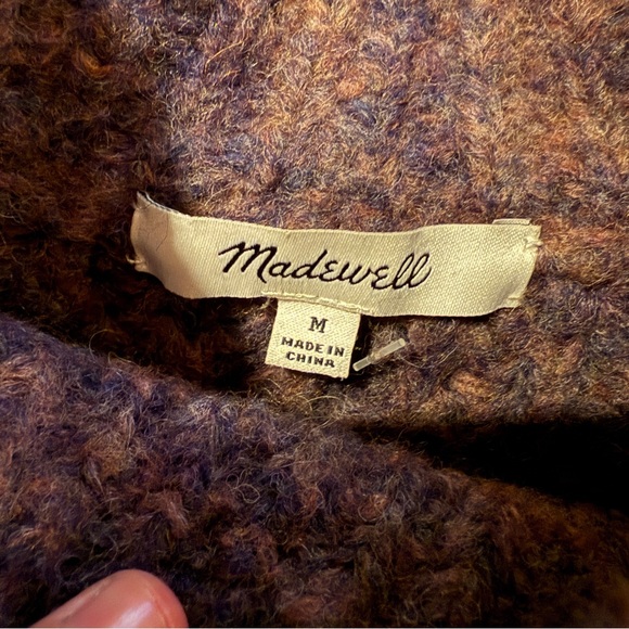 Madewell Pointelle Mockneck Long Sleeve Pullover Sweater in‎ Heather Eggplant M - Picture 7 of 12